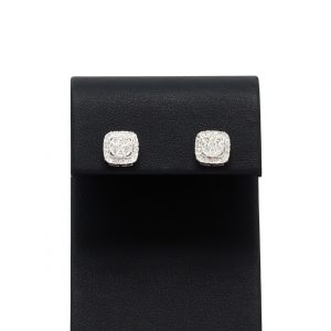 Halo Cluster 1ct White Gold - Genuine Diamond Earrings