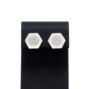 Large Hexagon 0.60ct White Gold - Genuine Diamond Earrings
