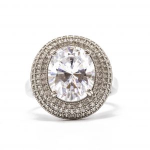 Multi-Halo CZ Stone Ring - Silver Ring
