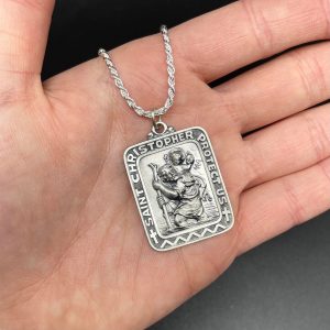 Square St. Christopher Pendant - Silver Pendant