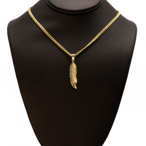 Solid Gold Feather Large - Pendant