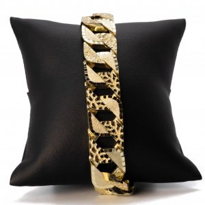 Square Nugget X Diamond Cut 16.75mm 9.5" - Bracelet