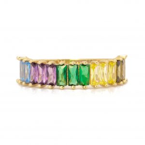 CZ Colourful Baguette Band - Ring