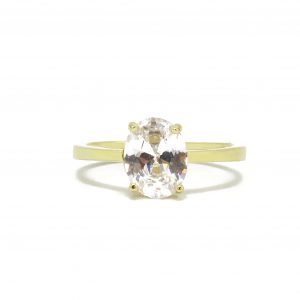 CZ Oval Silver Gold Plated - Silver Ring