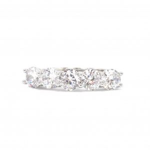 CZ 5 Stones Silver Ring  - Silver Ring