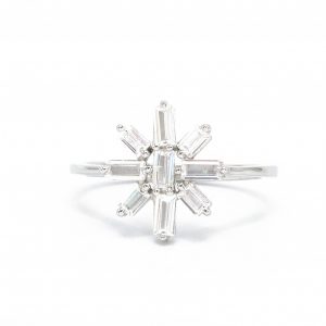 CZ Snowflake Silver Ring  - Silver Ring