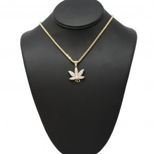 CZ Weed Leaf- Pendant