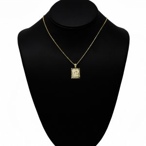 Letter C Square Diamond Cut- Pendant