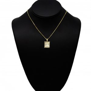 Letter H Square Diamond Cut- Pendant