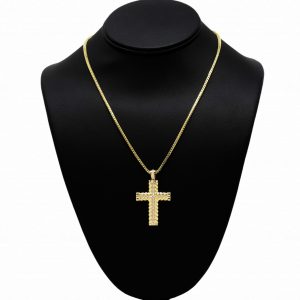 Cz Twisted Edge Cross 10k- Pendant