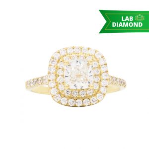 Double Halo Princess Cut 1.6ct lab - Diamond Ring