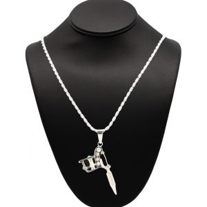 Solid Tattoo Gun- Silver Pendant