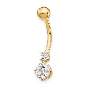Double Cz Belly Ring 10k - Body Jewellery