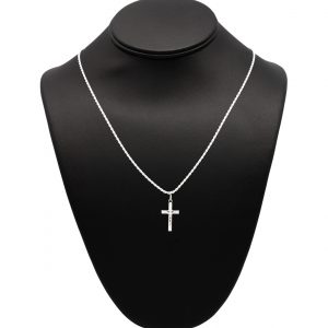 Small Cross With Jesus - Silver Pendant