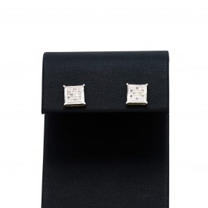 Diamond Square Cluster 0.06ct- Genuine Diamond Earrings