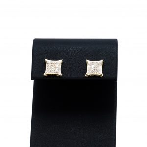 Diamond Square Cluster 0.36ct- Genuine Diamond Earrings