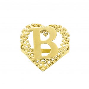 Large Heart Letter B - Rings