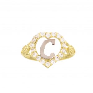CZ Heart Letter C Ring - Rings
