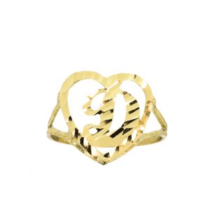 Diamond Cut Heart Letter D - Rings
