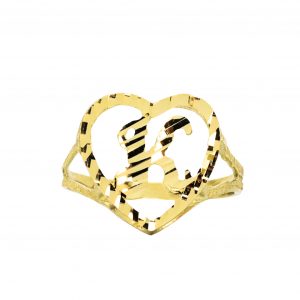 Diamond Cut Heart Letter K - Rings