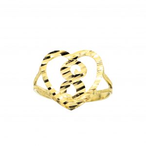 Diamond Cut Heart Letter S - Rings