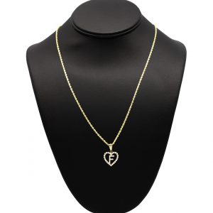 CZ Heart CZ Letter F - Pendant