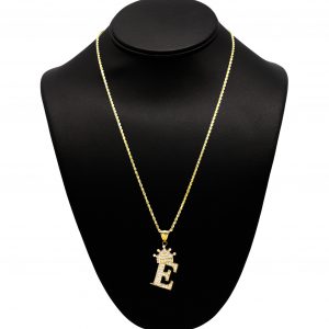 Large CZ Crown Letter E - Pendant