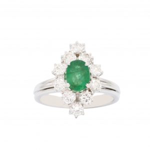 Genuine Emerald Diamond Ring .89ct #28 - Diamond Ring