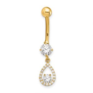 Cz Teardrop Belly Ring 14k - Body Jewellery