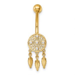 Cz Dream Catcher Belly Ring 14k - Body Jewellery