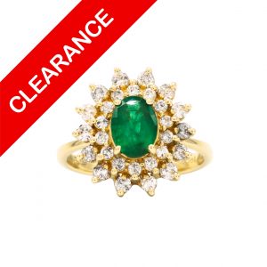 Natural Emerald 14k #234 - Diamond Ring