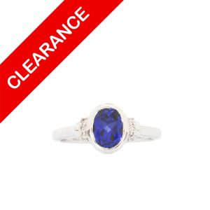 Synthetic Sapphire 10k - Diamond Ring