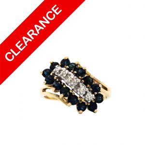 Sapphire Cluster 10k - Diamond Ring