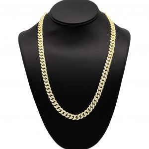 Silver Gold Plated Solid Cz Miami Cuban 9mm 22" - Silver Chain