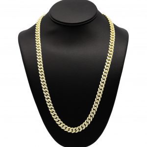 Silver Gold Plated Solid Cz Miami Cuban 9mm 24" - Silver Chain