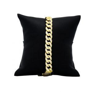 Silver Gold Plated Solid Cz Miami Cuban 9mm 7.25"- Silver Bracelet