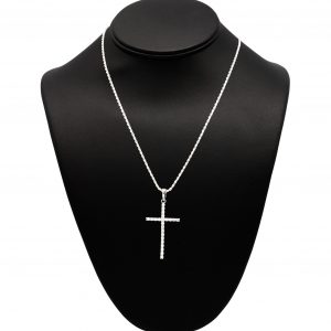 Large Moissanite Cross- Silver Pendant