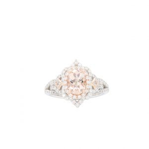 Diamond X Morganite .69ct 14k - Diamond Ring