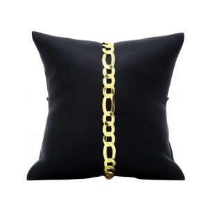 Silver Gold Plated Solid Figaro 7mm 8"- Silver Bracelet