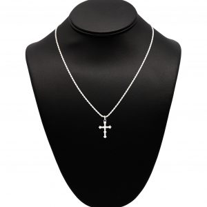 Small Silver Cz Cross - Silver Pendant
