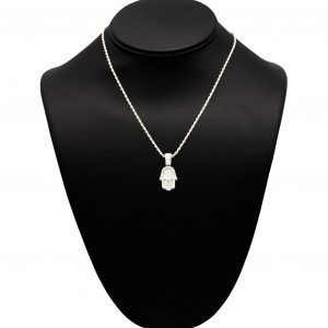 Silver Moissanite Hamsa - Silver Pendant