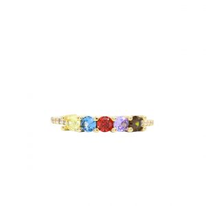 5-Stone Birthstone CZ Band - Ring