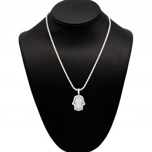 Silver Hamsa Moissanite - Silver Pendant