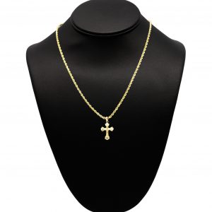 Mini Detailed Corners Cross 10k - Pendant