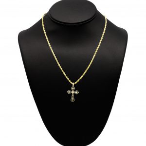 Diamond Cut Corners Cross 10k - Pendant