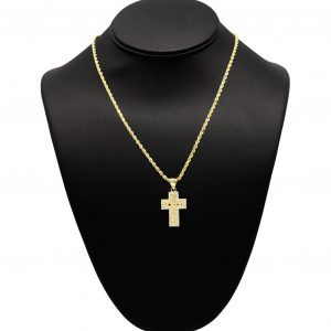 Large CZ Nugget Cross 10k- Pendant