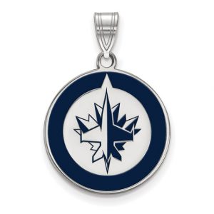 Large Jets Enamel NHL- Silver Pendant