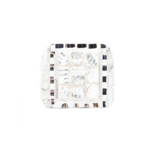 Big Square Diamond Cut Nugget - Silver Ring