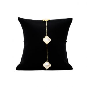 Yellow Silver White Clover 7.5"- Silver Bracelet