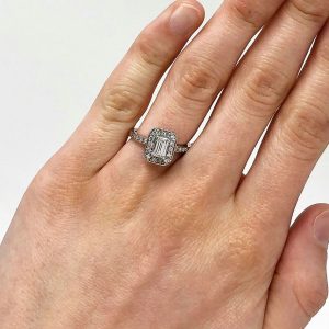 Modern Haloed Baguette 1.11ct #101 - Engagement Ring - Image 3